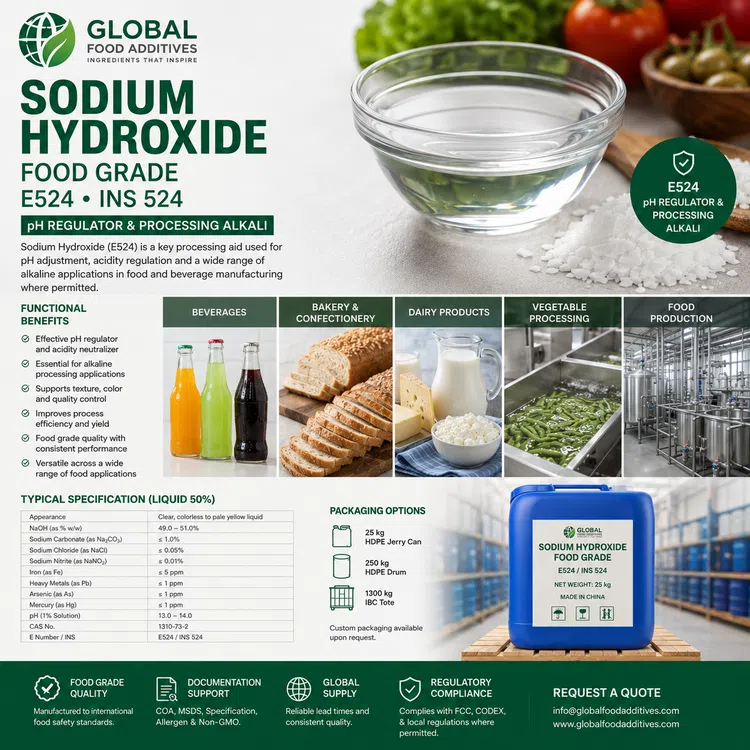 Sodium Hydroxide Food Grade food additive food additive ingredient illustration